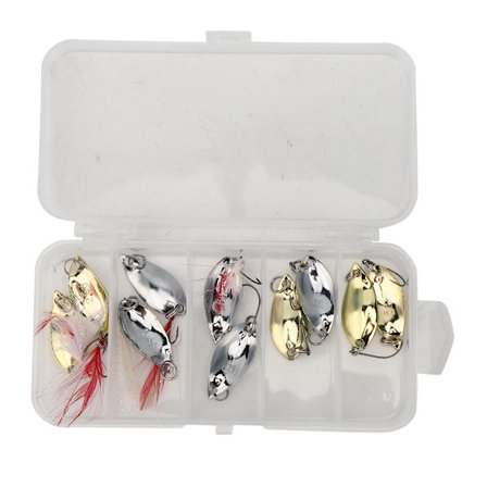 Ske-formede Sekvens Fiskekroge Kunstige Fiske-Lokker Agnsæt Fiskegrej 2,5 / 3,5 / 5g Rød Fjer Sæt