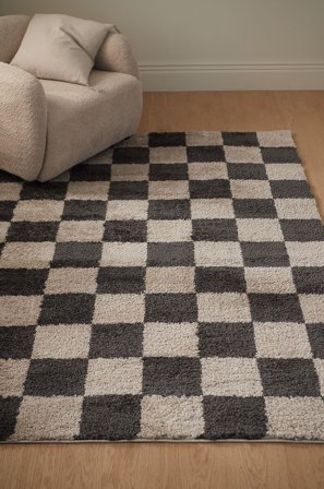 &Home - Ryamatta Lugo Check - Grå - Lugg & ryamattor - 80X200 - Från Homeroom