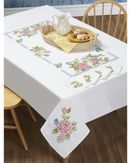 Middagsduk Rosa rosor med eller utan garn - Med garn - Duftin