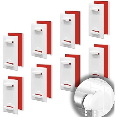 Pakke med 8 korte selvklæbende beslag til persienner - Dobbelt persienner - Ingen boring nødvendig - Udskiftningstilbehør til fastgørelse på fast PVC-