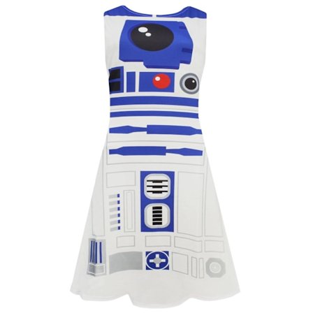 Star Wars Dam/Dam R2-D2 Cosplay Skater Klänning L Vit/Blå