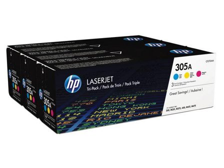 HP 305A - 3-pack - gul, cyan, magenta - original - LaserJet - tonerpatron (CF370AM)