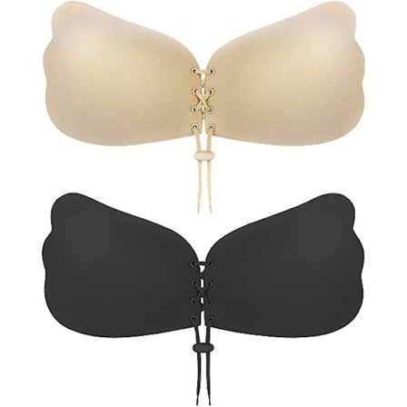 Invisible Adhesive Strapless Bra 2 Pack Sticky Push Up Silicone Bra