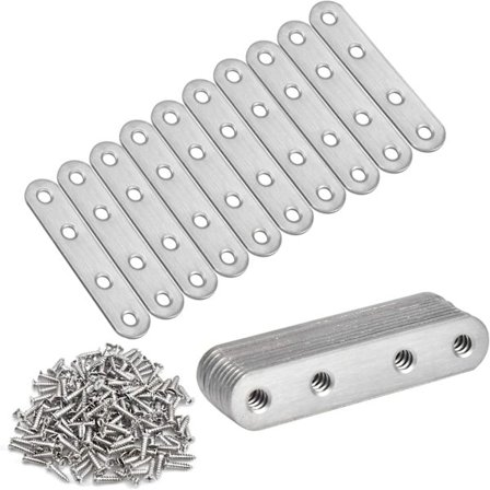 20 stk. samlebeslag i rustfrit stål, sølvfarvede flade hjørnebeslag, lige