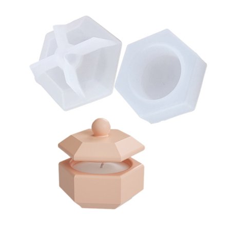 Hexagonale Opbevaringslysforme med Låg - DIY Silikoneform til Håndværk
