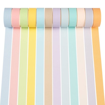 Pastell Washi Tejp 15mm Bred Maskering Dekorativ Tejp för DIY Hantverk, Bullet Journals, Planerare, Scrapbooking