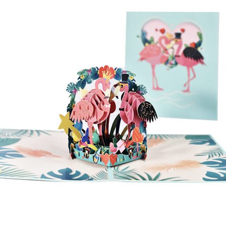 Flamingo 3D Pop Up-kort, Håndlavet Lovebirds Pop-up Lykkeønskningskort Til Valentinsdag Jubilæum Bryllup Kærlighed Romantik Tænker På Dig