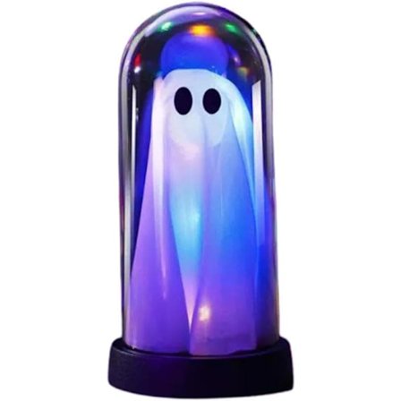Halloween Dekoration – Lysande Spöke i Glaskupa för Hem, Bord och Festlig Stämning_OF