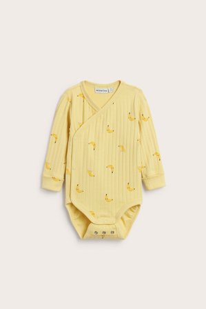 Kappahl | Langermet ribbestrikket body Gul 56 | Gul