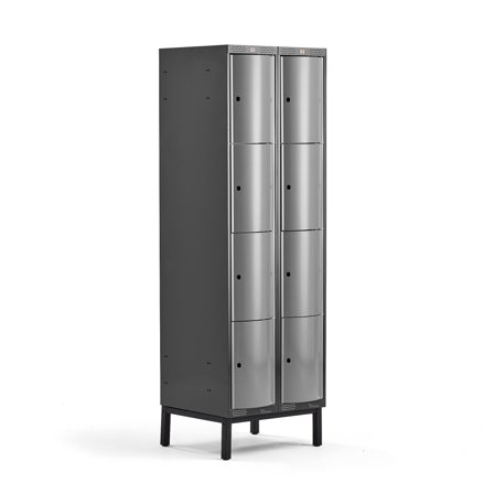 Kleiderspind CURVE mit Beingestell, 2 Module/4 Türen, 1940 x 600 x 550 mm, Silbergrau