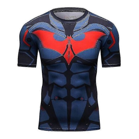 Superhero Punisher Kortærmet Sports T-shirt Træning 3D Kompression Hurtigtørrende Træning Herre Løbe Gym Fitness Top Rashgard