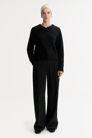 Soft Goat - Chunky v-neck - Women cashmere sweater - L - Black