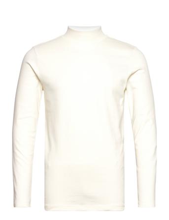 Mockneck Lon T-Langærmet Skjorte Creme Tom Tailor