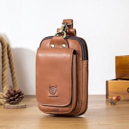 Bull Captain 028 Multifunktions nötkreatursläder Midjeväska Magnetspänne Mobiltelefon Bältesväska