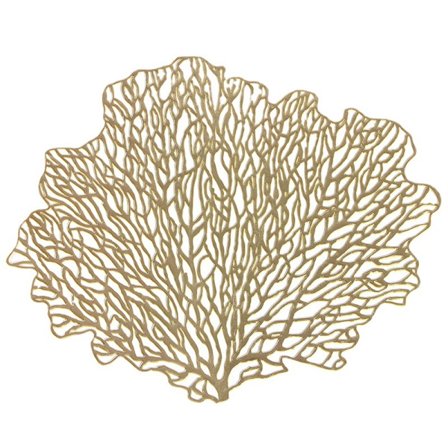 Sats med fyra korallmetalliska bordsunderlägg, guld