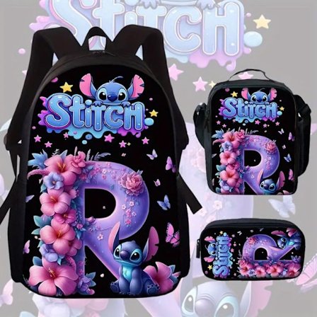Stitch Skulderveske Student Redusert Belastning Bærbar Anime Skolesekk-50