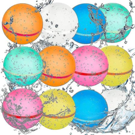 12 kpl uudelleenkäytettäviä vesipalloja, biohajoavia vesipalloja, pehmeitä silikonisia vesipalloja, itsestään sulkeutuvia, nopeasti täytettäviä 