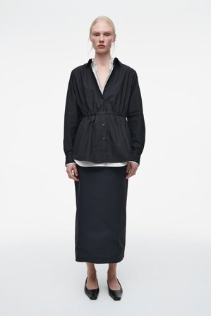 COS Women's Camicia Con Coulisse In Vita in Blu