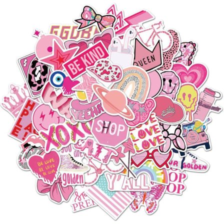 CQBB Preppy Stickers Rosa Dyreklistermærke Bagage Skateboard Køleskab Mobiltelefon Computer Skateboard Vandflaske Rejsetaske Bildekaler 50 stk._max