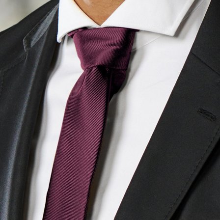 6 cm karmiininpunainen loimiripsinen kapea solmio miehille - Yksiväriset solmiot