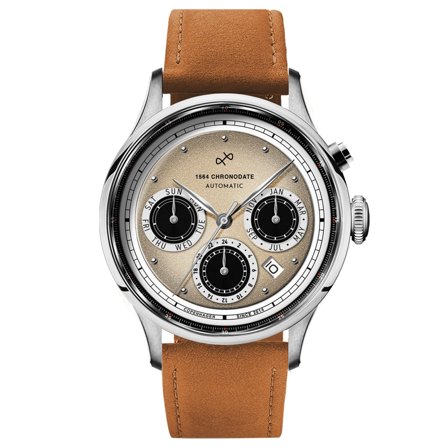 1564 Chronodate Automatic | Chirurgická ocel a krémová pro muže - Náramkové hodinky