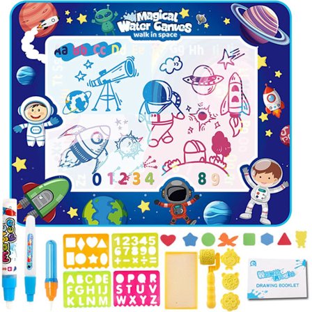 Magisk vattenritmatta för barn - 100x75cm Stor vattenkluddermatta, Säker kladdfri skrivtavla & matta, Pedagogisk leksak för småbarn