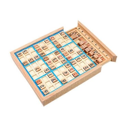 Træ Sudoku Spil med 9 Kvadrater, Logisk Tænkningstræning Puslespil Brætspil Legetøj