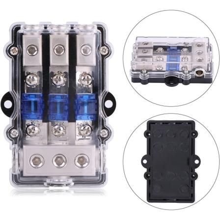 Bladssäkringshållare, säkringshållare säkringsblock kit DC 12-24V säkringsbox för båtbil med 3 bladssäkring 3-vägs