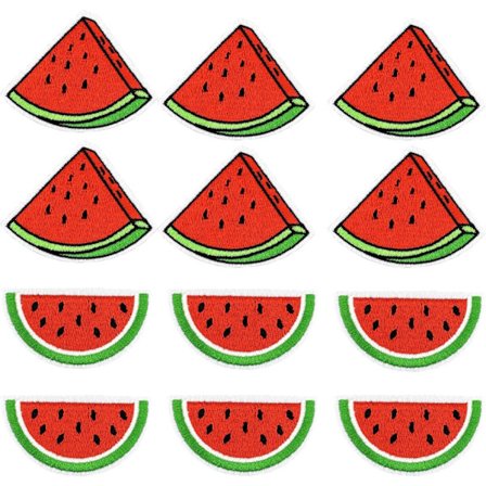 12 stk Vannmelon Stryke på Applikasjoner, Vannmelon Broderte Applikasjoner, Frukt Stryke på Sy på Emblemer, Søte Broderiapplikasjoner for Klær 