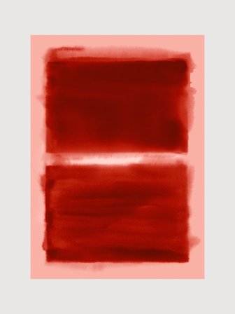 Abstrakt poster med målade färgfält i rött och rosa | Kunstary.com, 50x70 cm