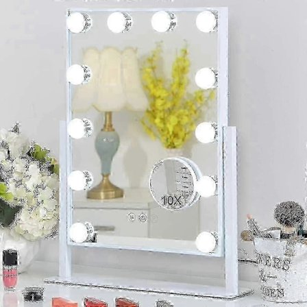 Hollywoodspegel med 12 LED-lampor, Hollywoodsminkspegel, 3 färgbelysningslägen (Endast lampor)(FJ22)