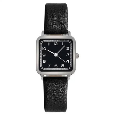 Dameur med læderrem og firkantet urkasse - Forskellige farver