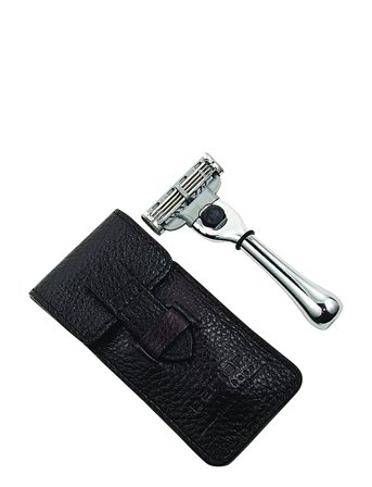 Parker Parker Travel Mach 3 Compatible Razor With Leather Case - Silver - ONE SIZE