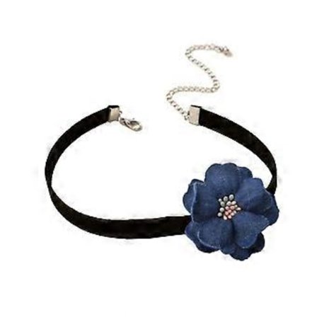 Vintage Stof Blomst Halsbånd Choker Halskæde Smykker Temperament Sød Cool Halskæde Kvinder Kraveben Halskæde (A)