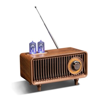 AM FM Klassisk Retro Radio med Bluetooth-høyttaler, Vintage Trebordradio med diskantkontroll for Kjøkken Stue med dreieknapper