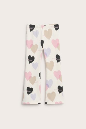 Kappahl | Legginsy dzwony w serduszka Offwhite 104 | Offwhite