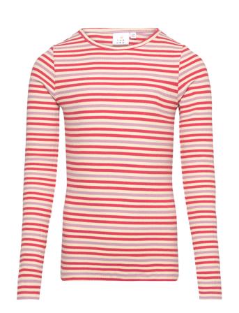 Tnlena L_S Rib Tee Tops T-shirts Long-sleeved T-shirts Pink The New
