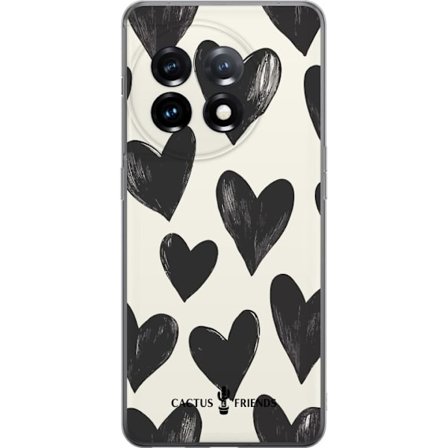 Kompatibel Mobilcover til OnePlus OnePlus 11R Cactus and Friends - Bold Black Love Pattern