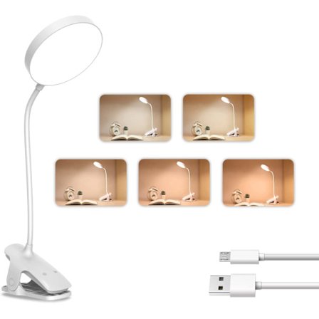 Valkoinen johdoton LED-pöytävalaisin, 5-värinen 5-himmennettävä kosketusherkkä