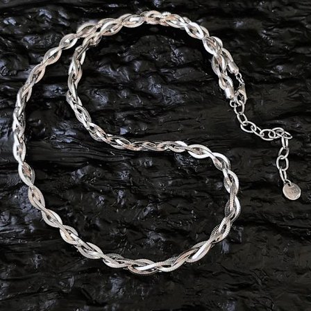 925 Sterling Sølv Bølge Slange Choker Kjede Halskjede for Kvinner Menn Bredt Fint Smykke Bursdagsgave Bryllupsfest