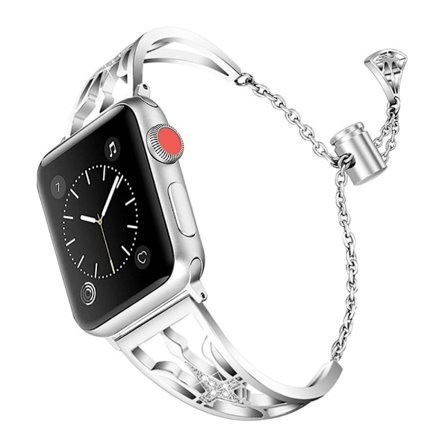 Apple Watch (45 mm) klockarmband i stål med strainestone-krona - Silver