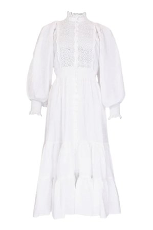 Cotton Slub Midi Dress White M