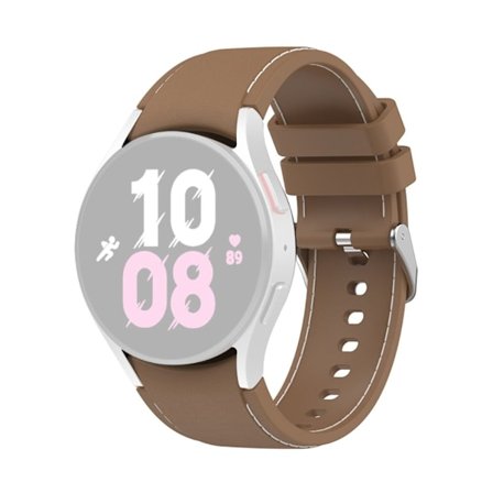 Samsung Galaxy Watch 5 / 4 / 3 / 3 klockarmband i silikon med silverspänne - Brun / Vit Storlek: S
