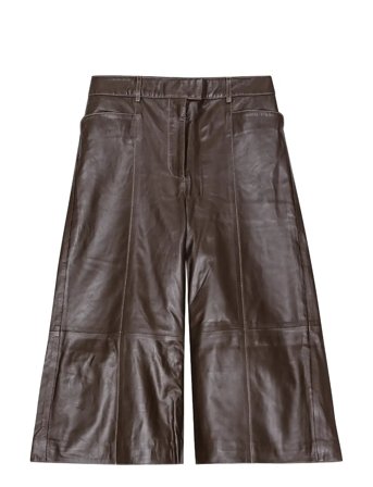 Short Wide Leather Pants Brown REMAIN Birger Christensen