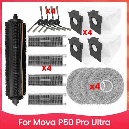Reservedel for P50 Pro Ultra Hovedsidebørste HEPA-filter Moppepute Støvpose Støvsugertilbehør