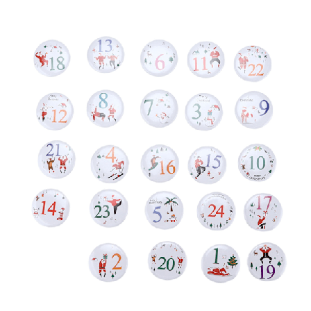 Lykke-tal knappenål Unikt mønster Knappenål Tegneserie julekalender Brosche 24PCS Juletegneserie