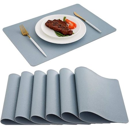 Bordsunderlägg Höst Ljusblå Läder Bordsunderlägg Set Om 6 Utomhus Bordsunderlägg Värmebeständiga, Lätta Att Rengöra, Tvättbara, Vattentäta, Va