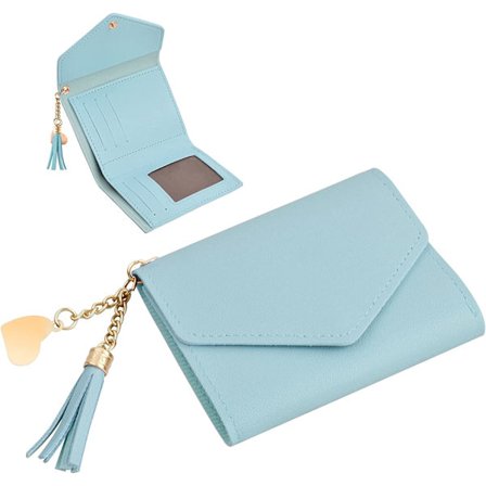 Lyseblå - Dame skinnveske, Dame liten myntpung, L