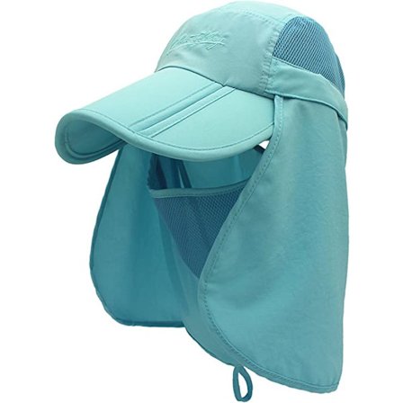 Himmelblå solhatt for kvinner og menn, anti-UV fiskerhatt, pustende