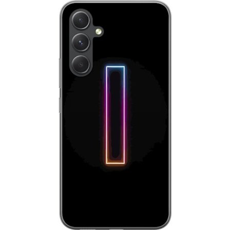 Kompatibel Mobilcover til Samsung Samsung Galaxy A55 Minimalistisk neonbogstav I i regnbuefarver mod mørk baggrund